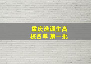 重庆选调生高校名单 第一批